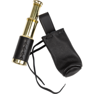 Black Leather Wrapped Telescope with Pouch
