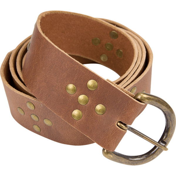 Brass Stud Medieval Cross Belt - Brown