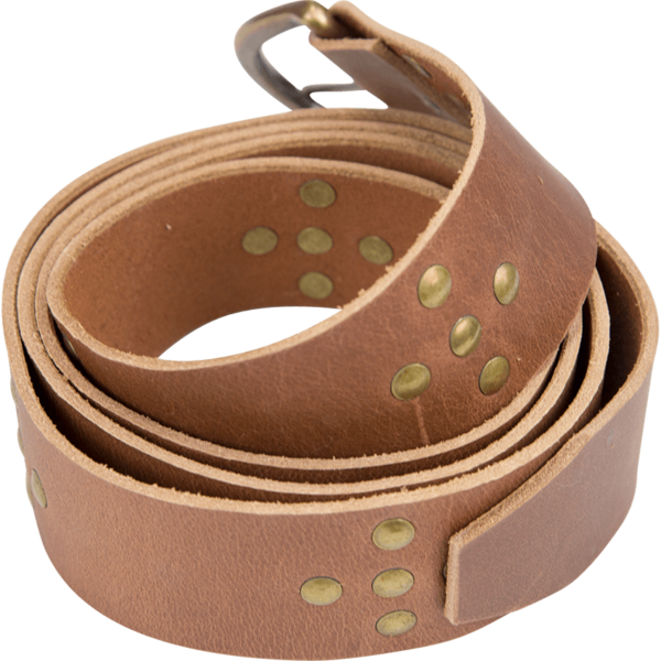 Brass Stud Medieval Cross Belt - Brown