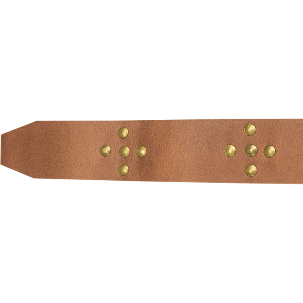 Brass Stud Medieval Cross Belt - Brown