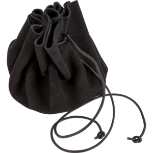 Leather Drawstring Pouch - Black