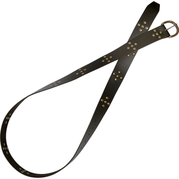 Brass Stud Medieval Cross Belt - Black