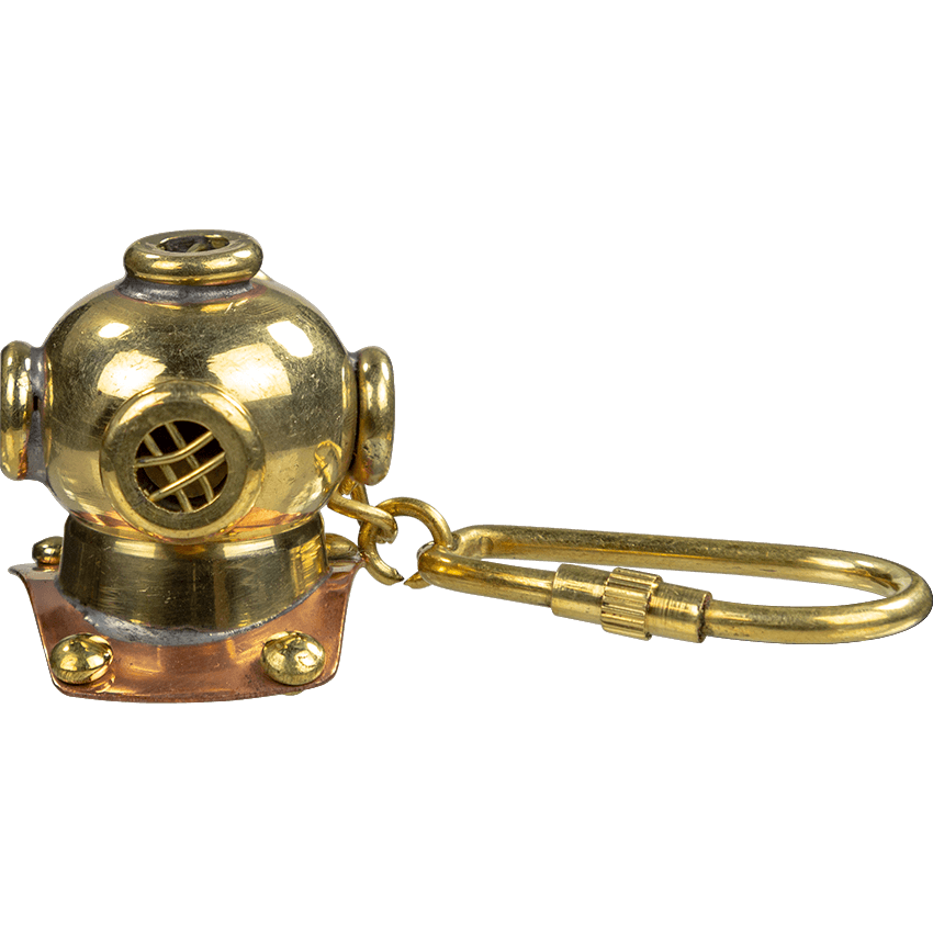 Halloween Nautical Brass Mini Diving Helmet Key Chain Collectible Key Ring 