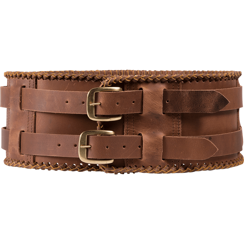Laced Leather Wide Belt - Brown - HW-701323 - LARP Distribution