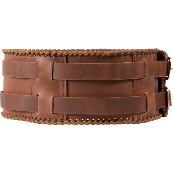 Laced Leather Wide Belt - Brown