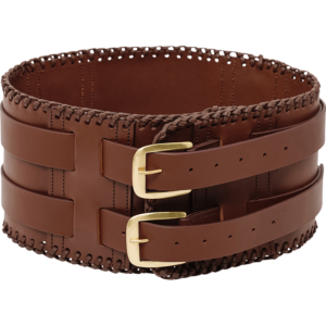 Laced Leather Wide Belt - Brown