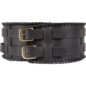 Laced Leather Wide Belt - Black