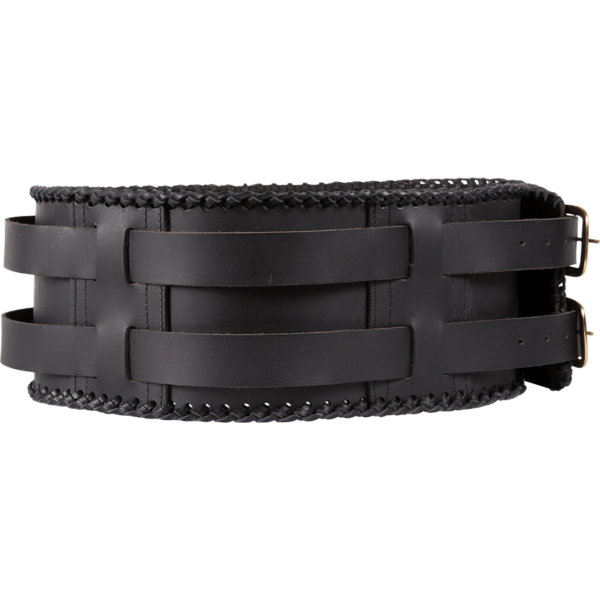 Laced Leather Wide Belt - Black