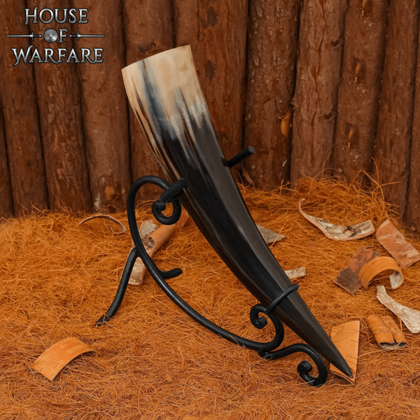 Iron Drinking Horn Display Stand