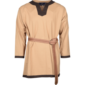 Basic Medieval Tunic - Natural with Brown