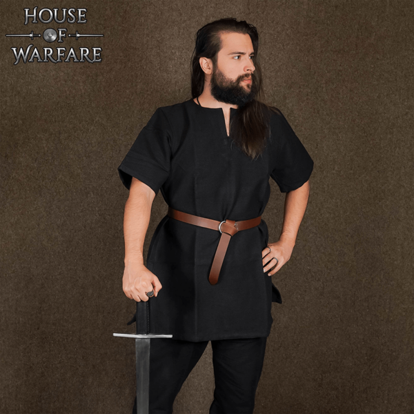 Mens Half Sleeve Viking Undertunic - Black