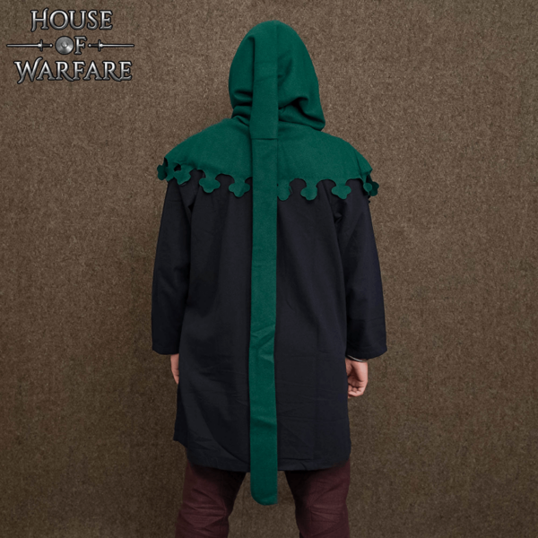 Wool Medieval Liripipe Hood - Green