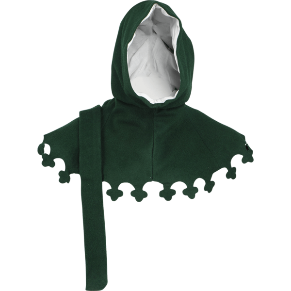 Wool Medieval Liripipe Hood - Green