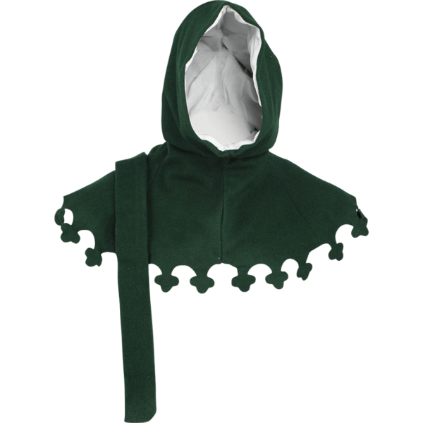 Wool Medieval Liripipe Hood - Green