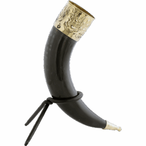 Fleur-de-Lys Rim Drinking Horn with Stand