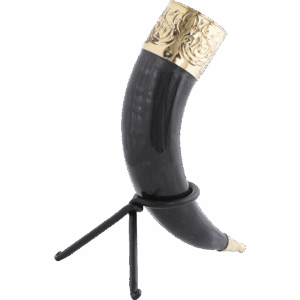 Fleur-de-Lys Rim Drinking Horn with Stand