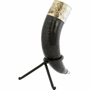 Fleur-de-Lys Rim Drinking Horn with Stand