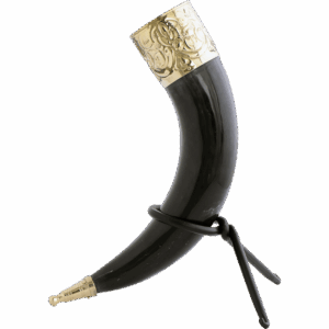 Fleur-de-Lys Rim Drinking Horn with Stand