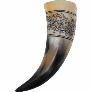 Floral Engraved Drinking Horn