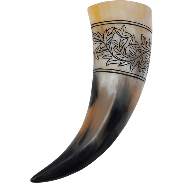 Floral Engraved Drinking Horn