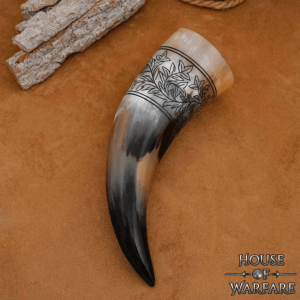 Floral Engraved Drinking Horn