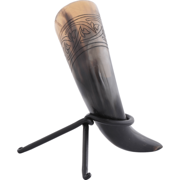 Floral Knotwork Drinking Horn with Stand