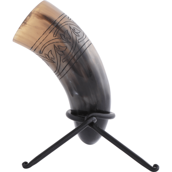 Floral Knotwork Drinking Horn with Stand