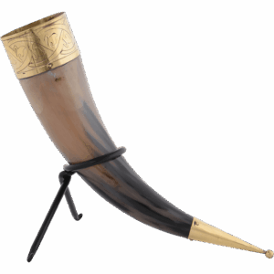 Knotwork Rim Drinking Horn with Stand