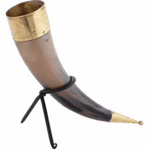 Knotwork Rim Drinking Horn with Stand