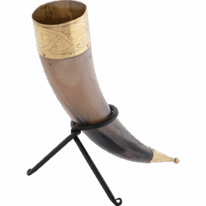 Knotwork Rim Drinking Horn with Stand
