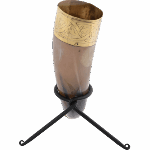 Knotwork Rim Drinking Horn with Stand