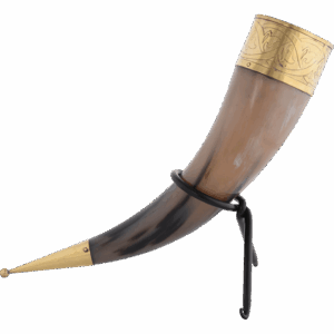 Knotwork Rim Drinking Horn with Stand