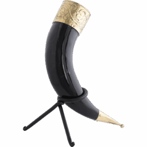 Floral Rim Drinking Horn with Stand