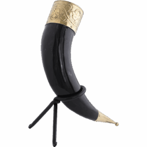 Floral Rim Drinking Horn with Stand