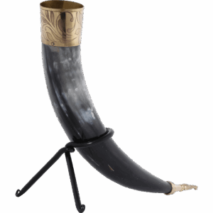 Elegant Floral Drinking Horn with Stand