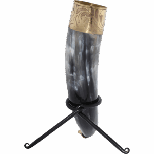 Elegant Floral Drinking Horn with Stand