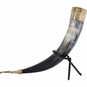 Elegant Floral Drinking Horn with Stand