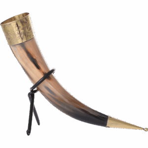 Leaf Rim Drinking Horn with Stand