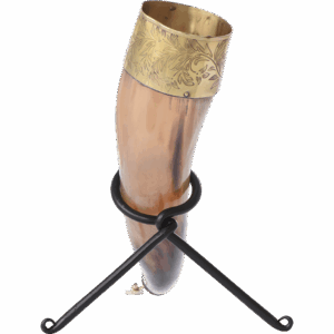 Leaf Rim Drinking Horn with Stand