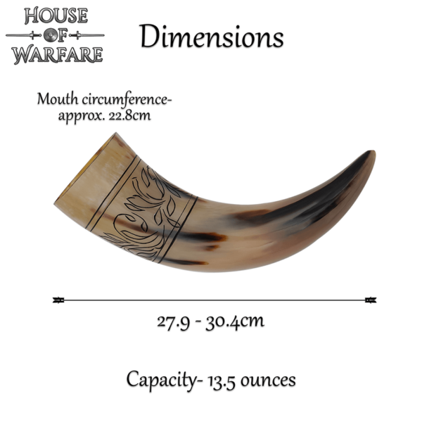 Floral Etched Drinking Horn