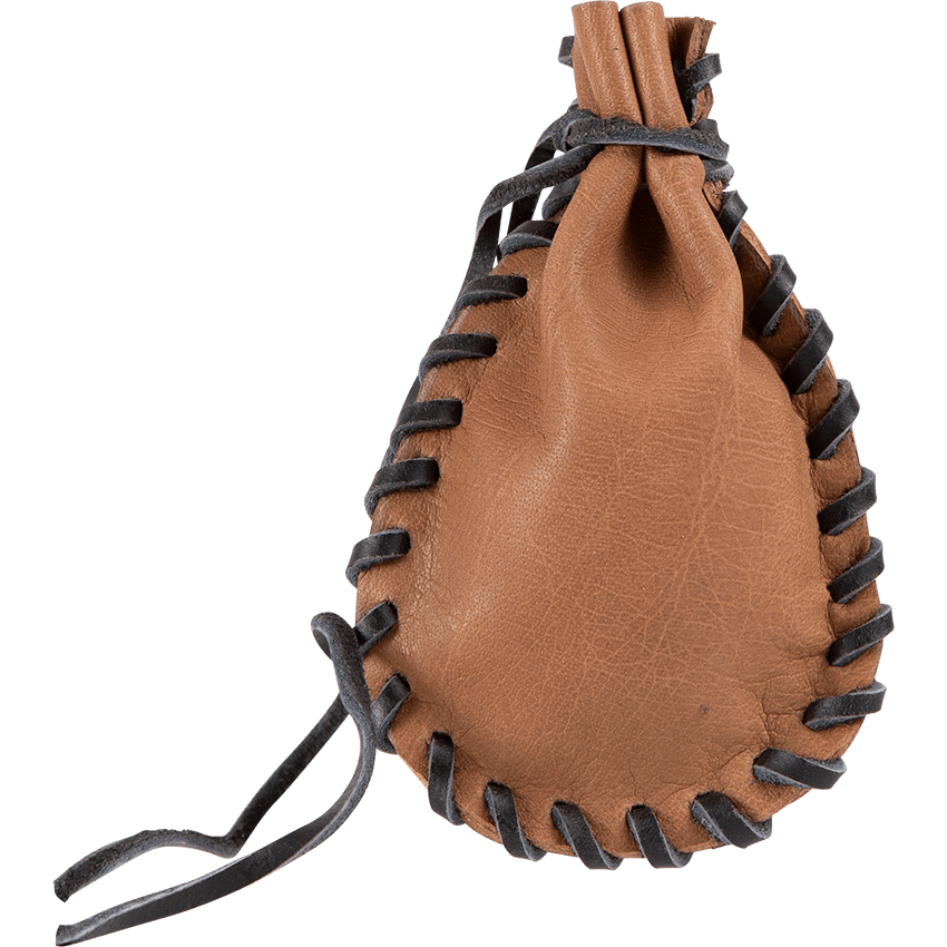 Small Laced Leather Pouch - HW-701482 - LARP Distribution