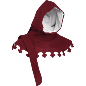 Wool Medieval Liripipe Hood - Maroon