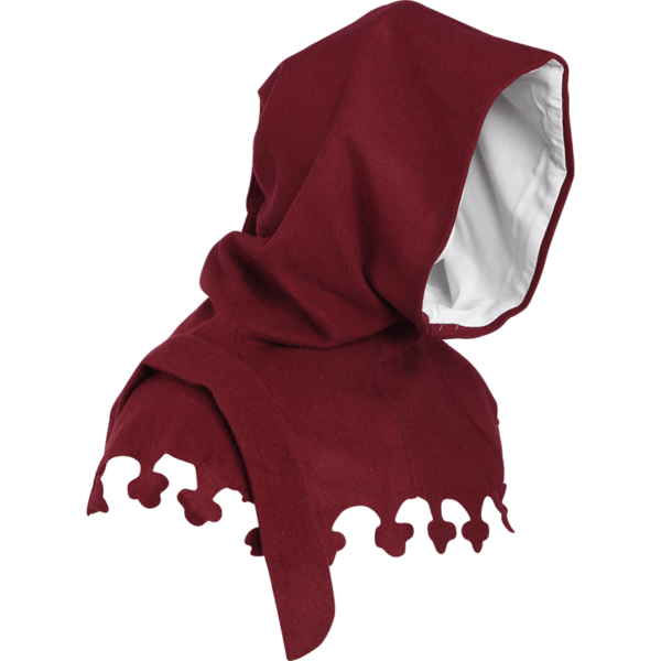 Wool Medieval Liripipe Hood - Maroon