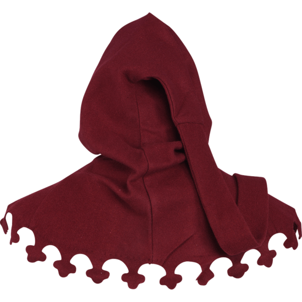 Wool Medieval Liripipe Hood - Maroon