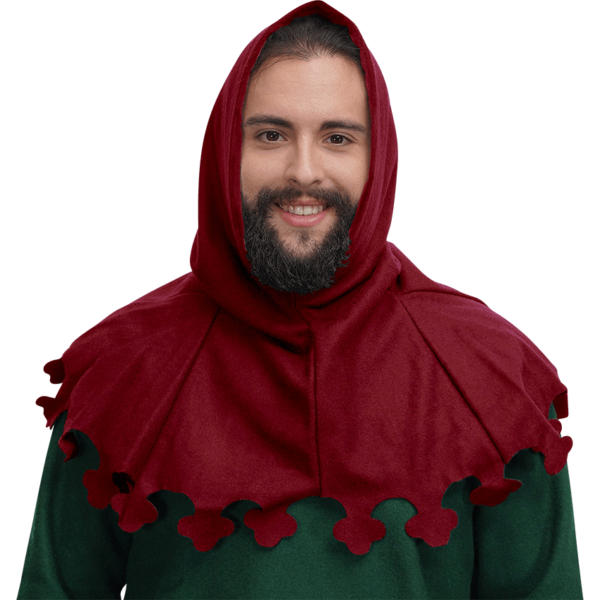 Wool Medieval Liripipe Hood - Maroon