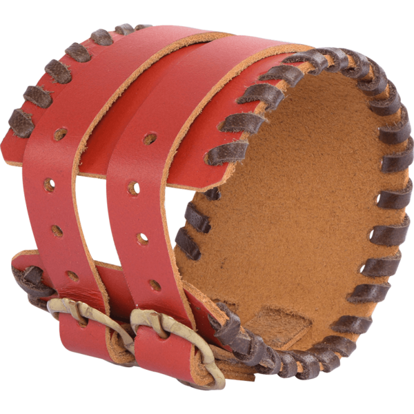 Buckled Leather Bracelet - Red