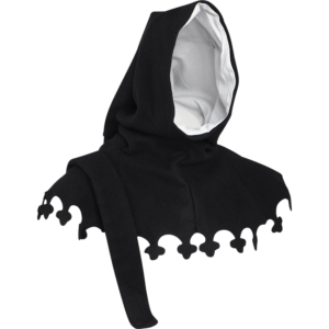 Wool Medieval Liripipe Hood - Black