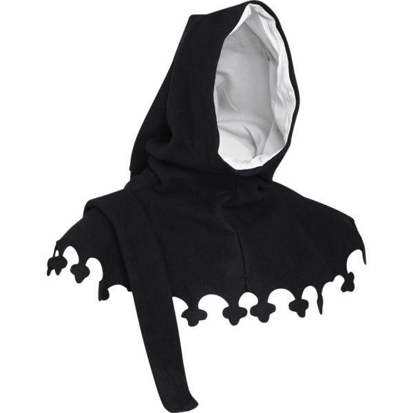 Wool Medieval Liripipe Hood - Black