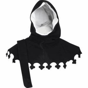 Wool Medieval Liripipe Hood - Black