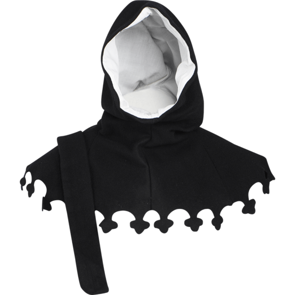 Wool Medieval Liripipe Hood - Black